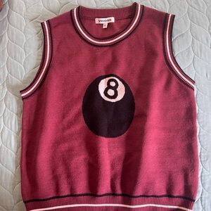 Vigoss Burgundy/dark red Sleeveless Top with 8 Ball Motif